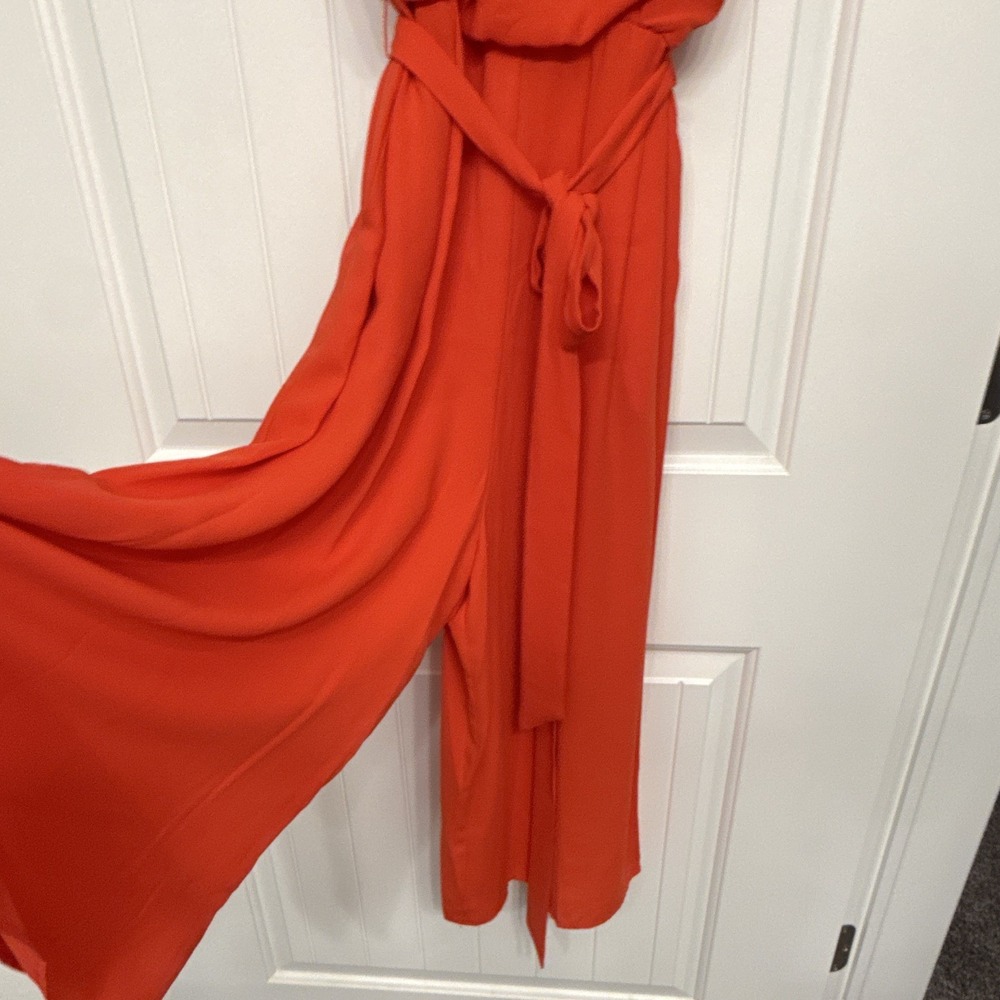 Vince Camuto Women Sleeveless Wide-Leg Jumpsuit Belted Pockets Orange Size 10 - Picture 3 of 8